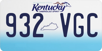 KY license plate 932VGC