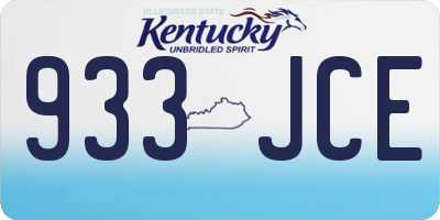 KY license plate 933JCE