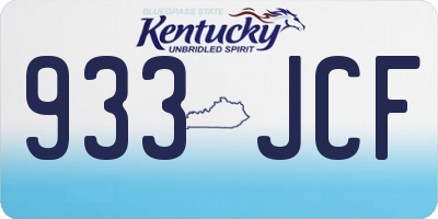 KY license plate 933JCF