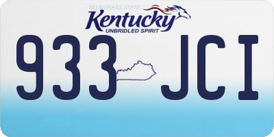 KY license plate 933JCI