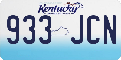 KY license plate 933JCN