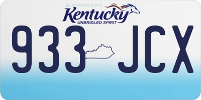 KY license plate 933JCX