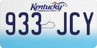 KY license plate 933JCY
