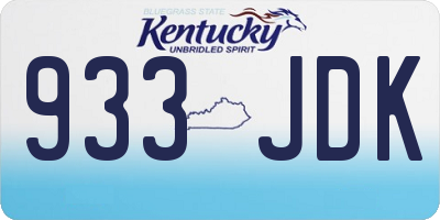 KY license plate 933JDK