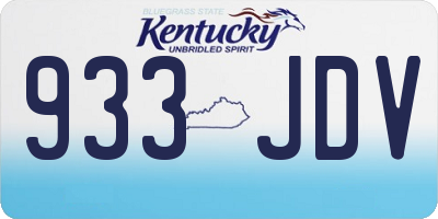 KY license plate 933JDV