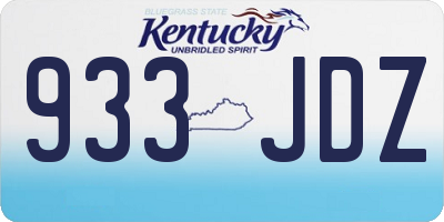 KY license plate 933JDZ