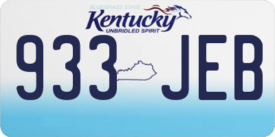 KY license plate 933JEB