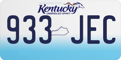 KY license plate 933JEC