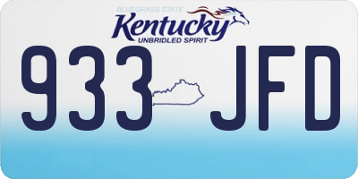 KY license plate 933JFD