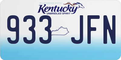 KY license plate 933JFN
