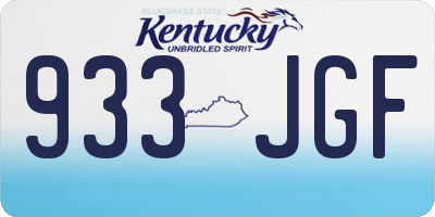 KY license plate 933JGF