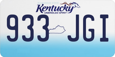 KY license plate 933JGI