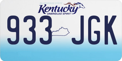 KY license plate 933JGK