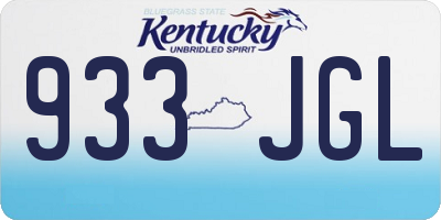 KY license plate 933JGL