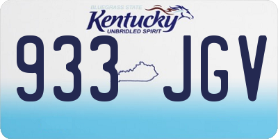 KY license plate 933JGV