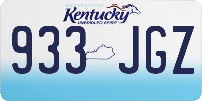 KY license plate 933JGZ