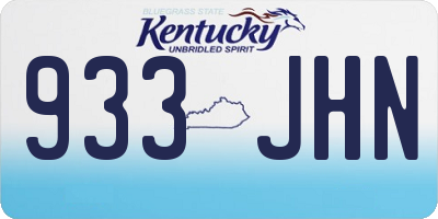 KY license plate 933JHN