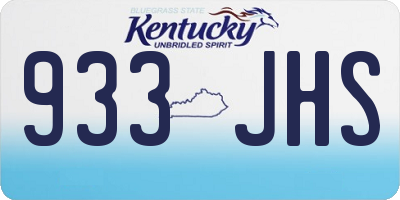 KY license plate 933JHS