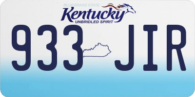 KY license plate 933JIR