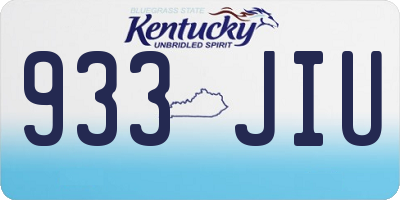 KY license plate 933JIU