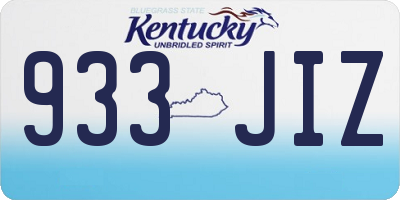 KY license plate 933JIZ
