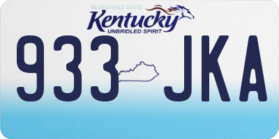 KY license plate 933JKA