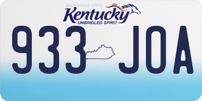 KY license plate 933JOA