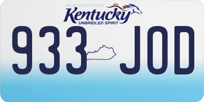 KY license plate 933JOD