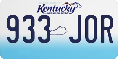 KY license plate 933JOR
