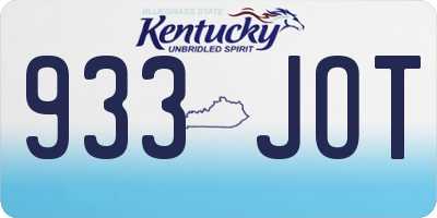 KY license plate 933JOT