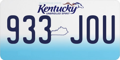 KY license plate 933JOU