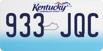 KY license plate 933JQC