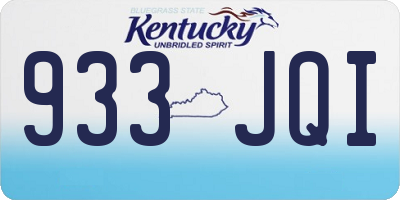 KY license plate 933JQI