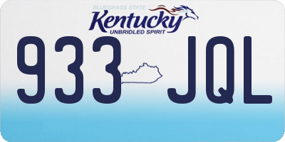 KY license plate 933JQL