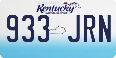 KY license plate 933JRN