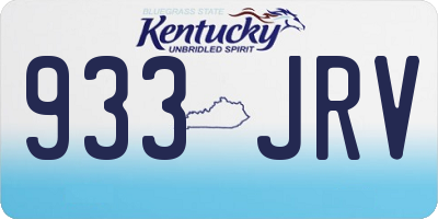 KY license plate 933JRV