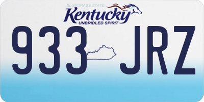 KY license plate 933JRZ
