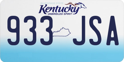 KY license plate 933JSA