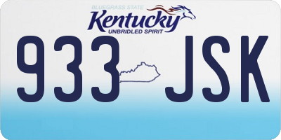 KY license plate 933JSK