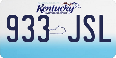 KY license plate 933JSL