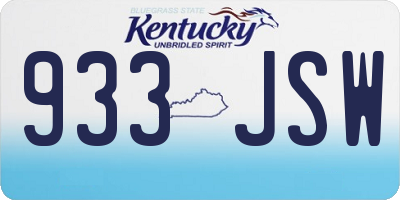 KY license plate 933JSW