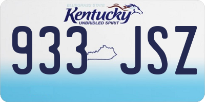 KY license plate 933JSZ