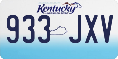 KY license plate 933JXV