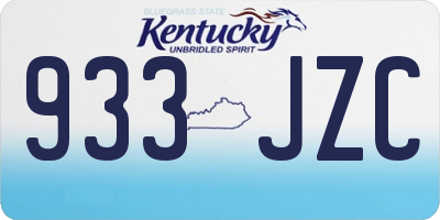 KY license plate 933JZC
