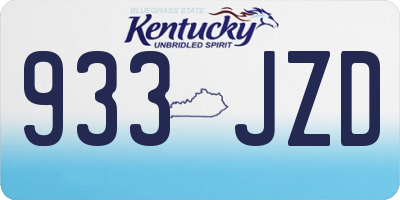 KY license plate 933JZD