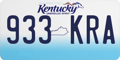 KY license plate 933KRA