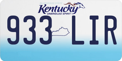 KY license plate 933LIR