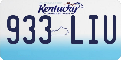 KY license plate 933LIU