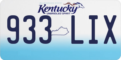 KY license plate 933LIX