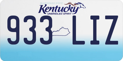 KY license plate 933LIZ
